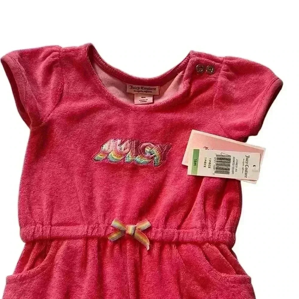 Juicy couture baby size 18 months one piece hot pink terry cloth romper new